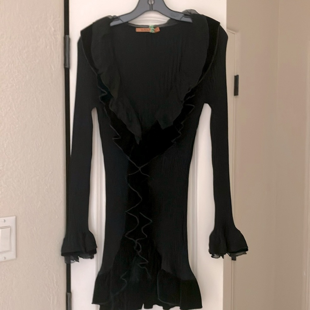 Black Sweater with Ruffles - Picture 2 of 5